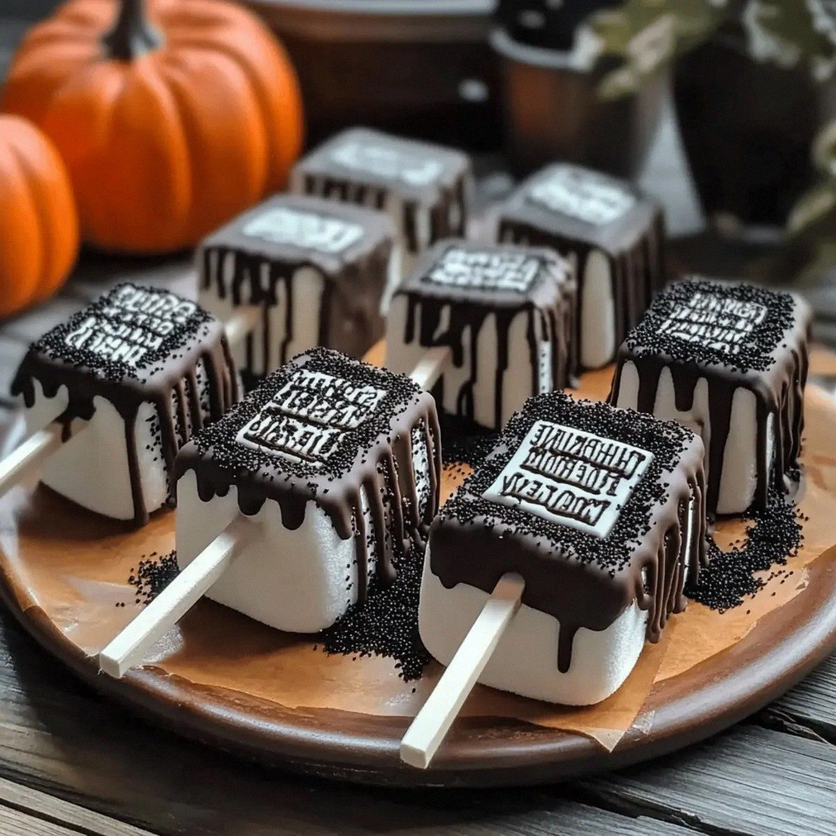 Tombstone Marshmallow Pops for Spooky Halloween Fun