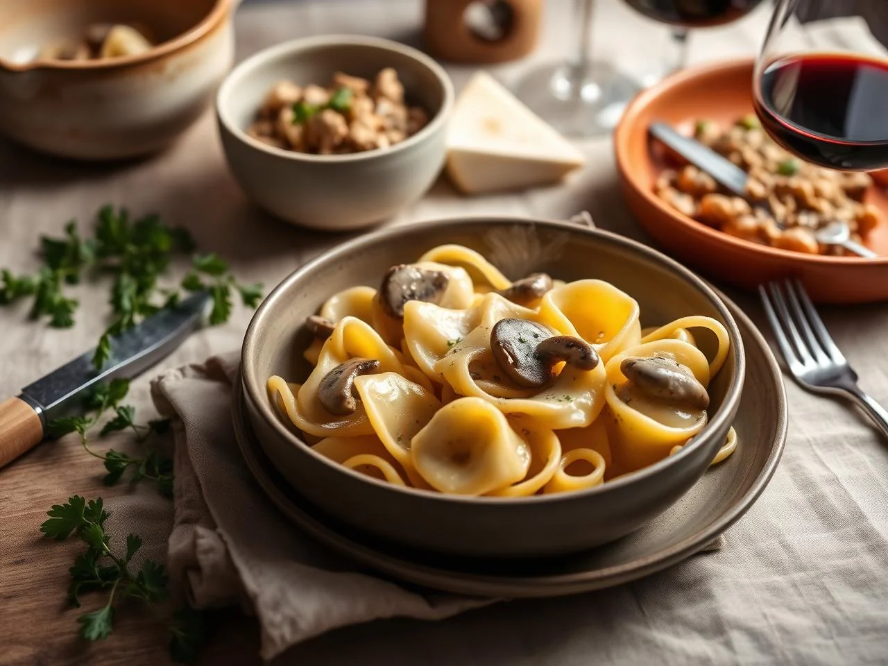 Tortellini With Creamy Mushroom Sauce