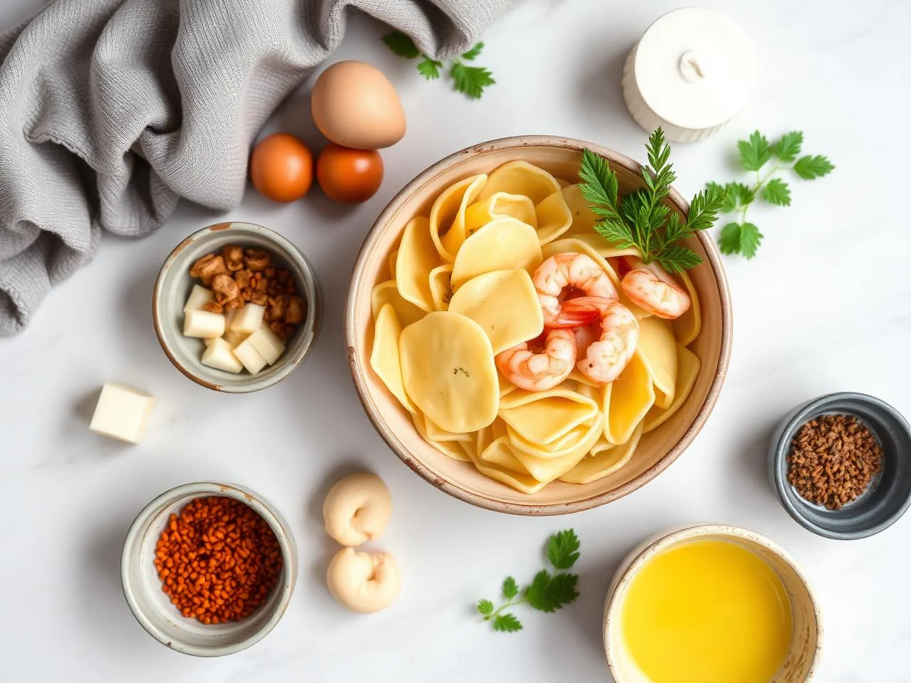 Ingredients for Tortellini With Shrimp And Cream