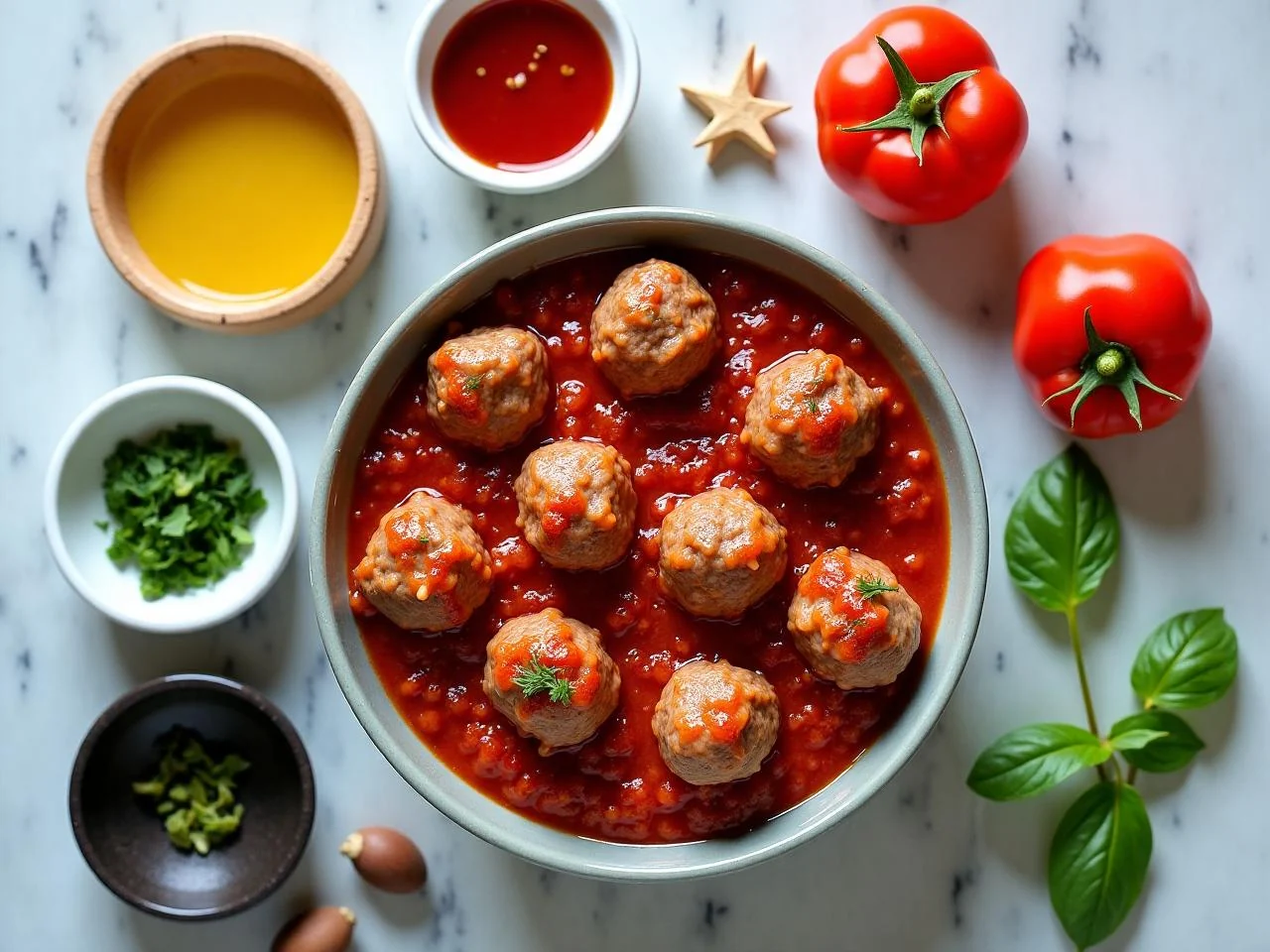 Ingredients for Turkey Meatballs in Marinara Sauce