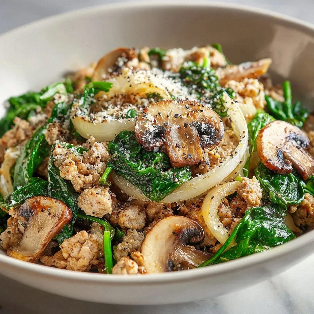 Turkey Spinach Mushroom Skille