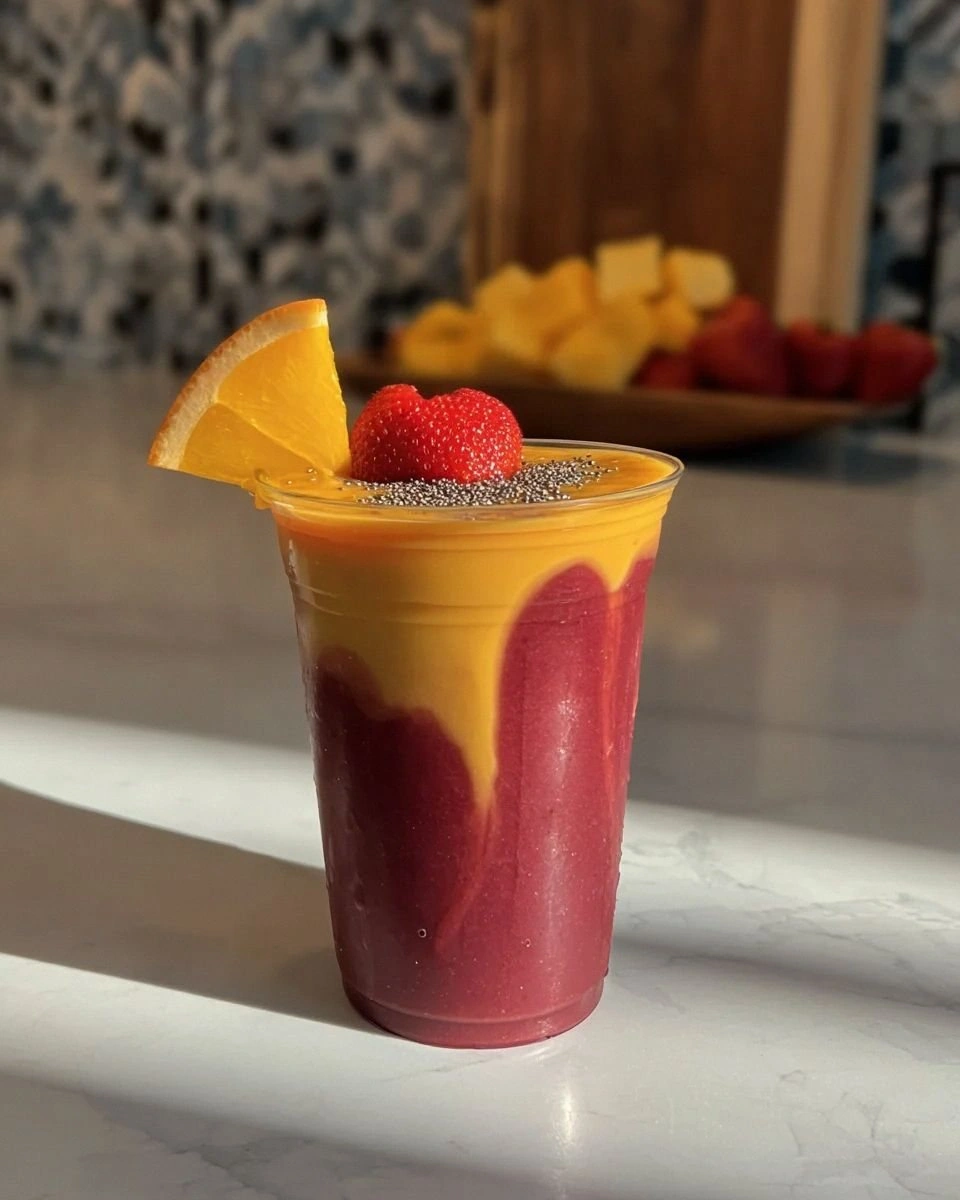 Twisted strawberry mango smoothie