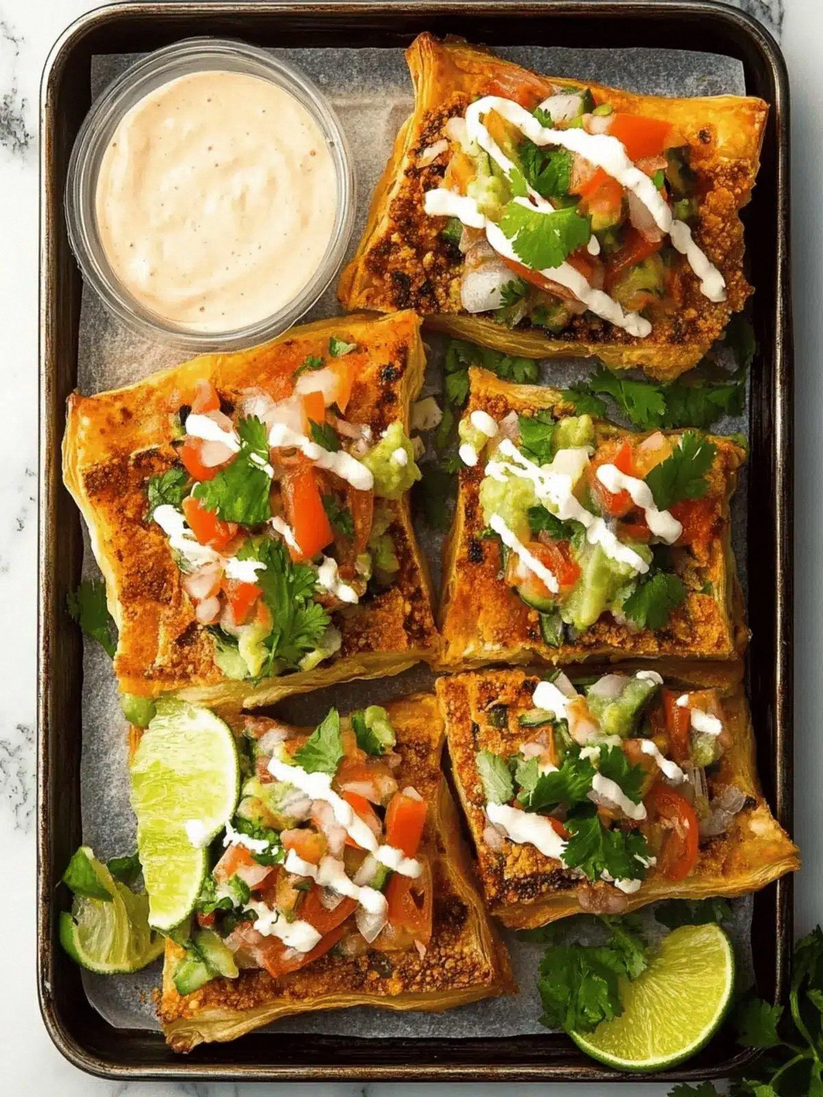 Upside Down Puff Pastry Tacos: