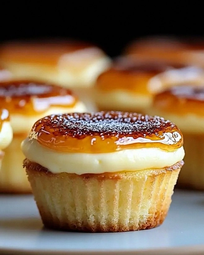Vanilla Bean Crème Brûlée Cheesecake Cupcakes Delight!