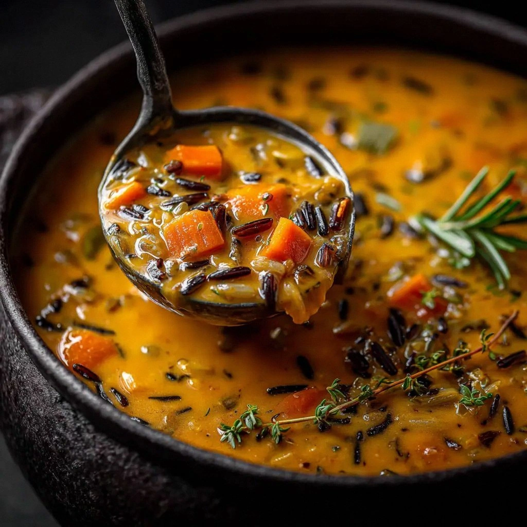 Vegan Pumpkin Wild Rice Soup (