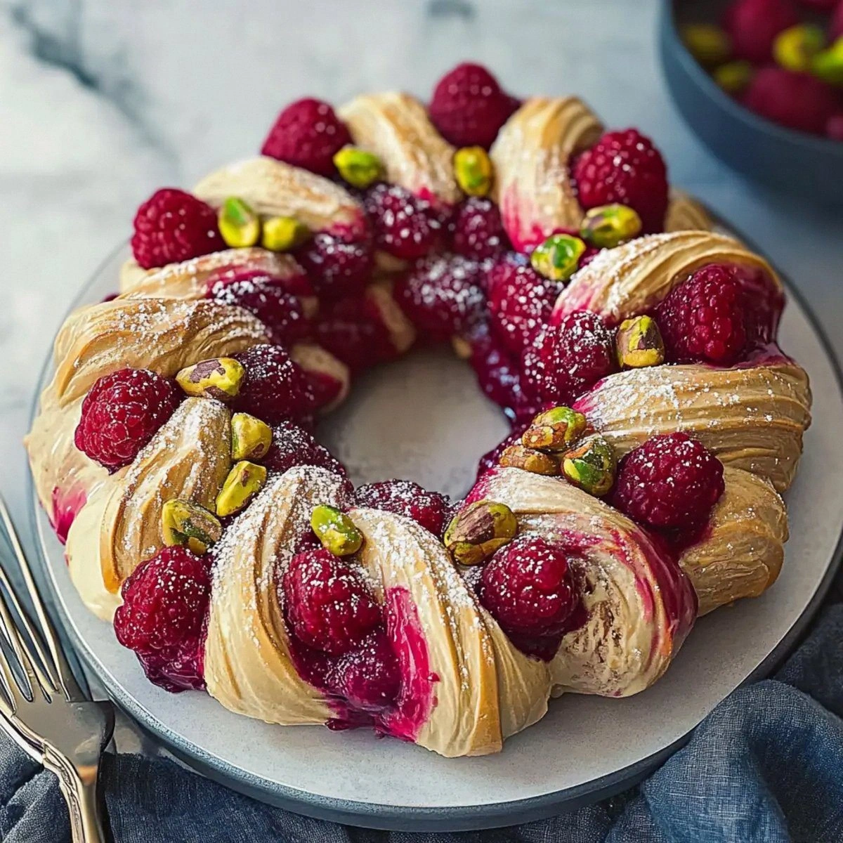 Vegan Raspberry and Pistachio Wreath for Festive Joy