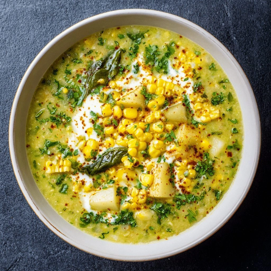 Vegan Roasted Poblano Corn Cho