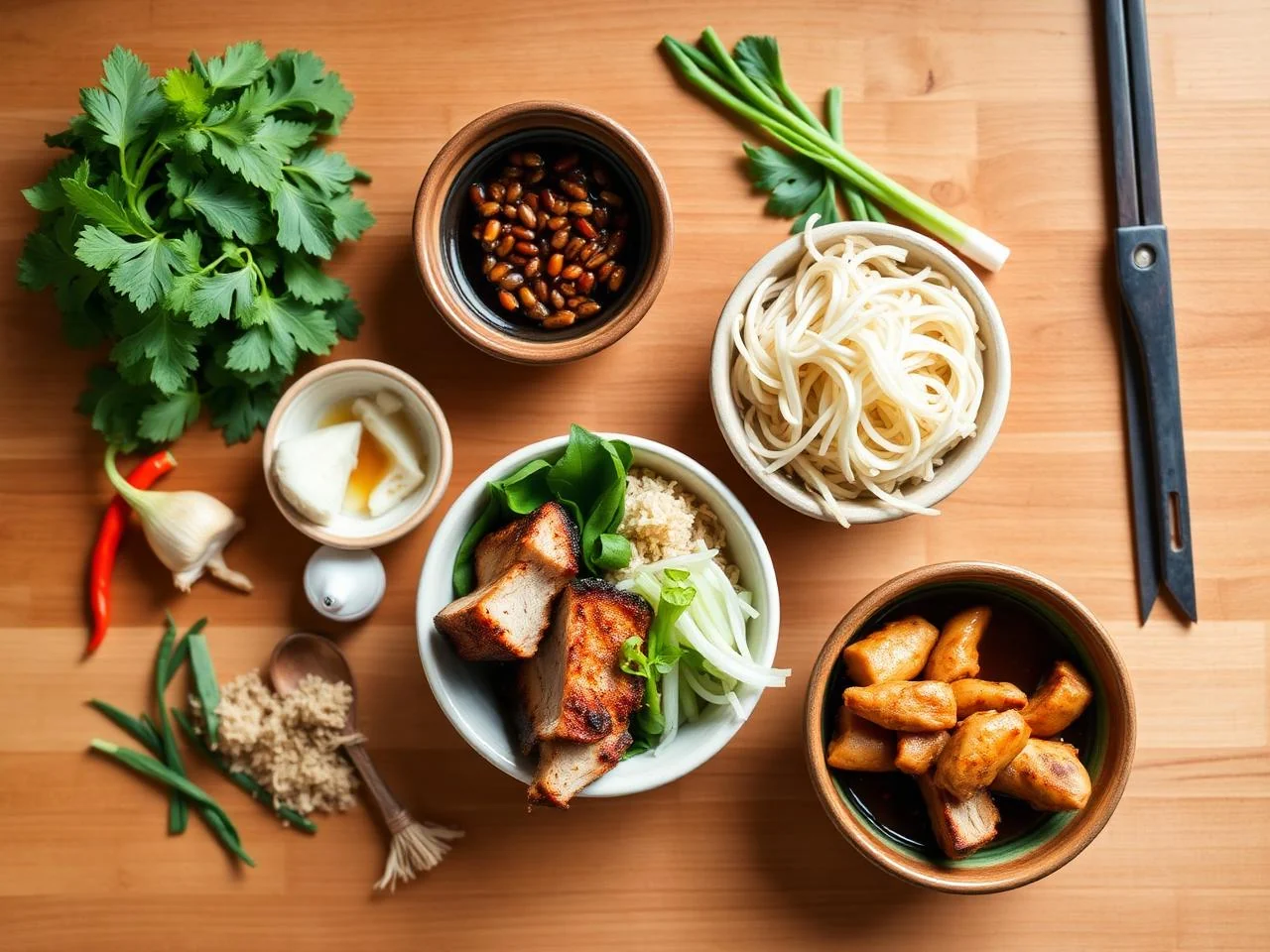 Ingredients for Vietnamese Grilled Pork Banh Mi Bowl