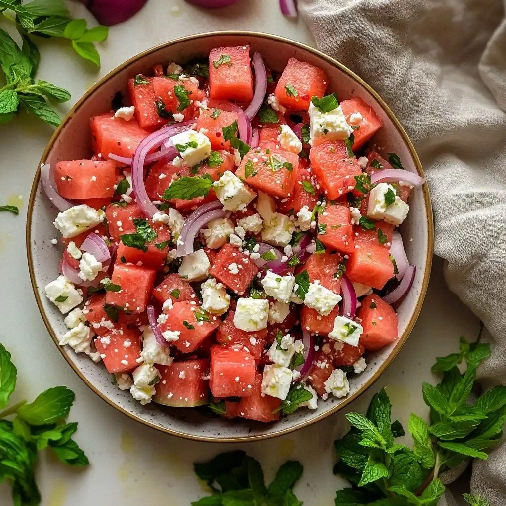 Watermelon Feta Salad with Min
