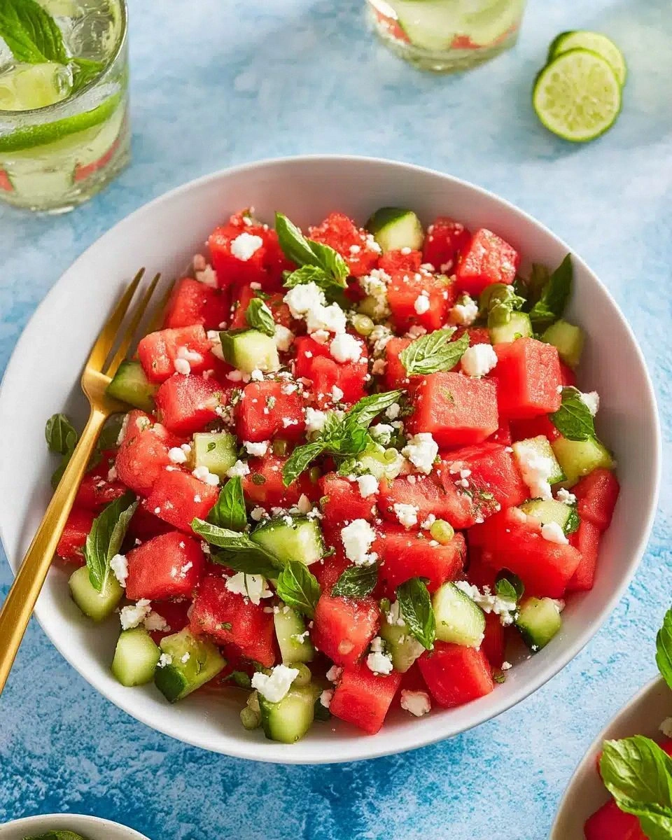 Watermelon Salad with Feta Cuc