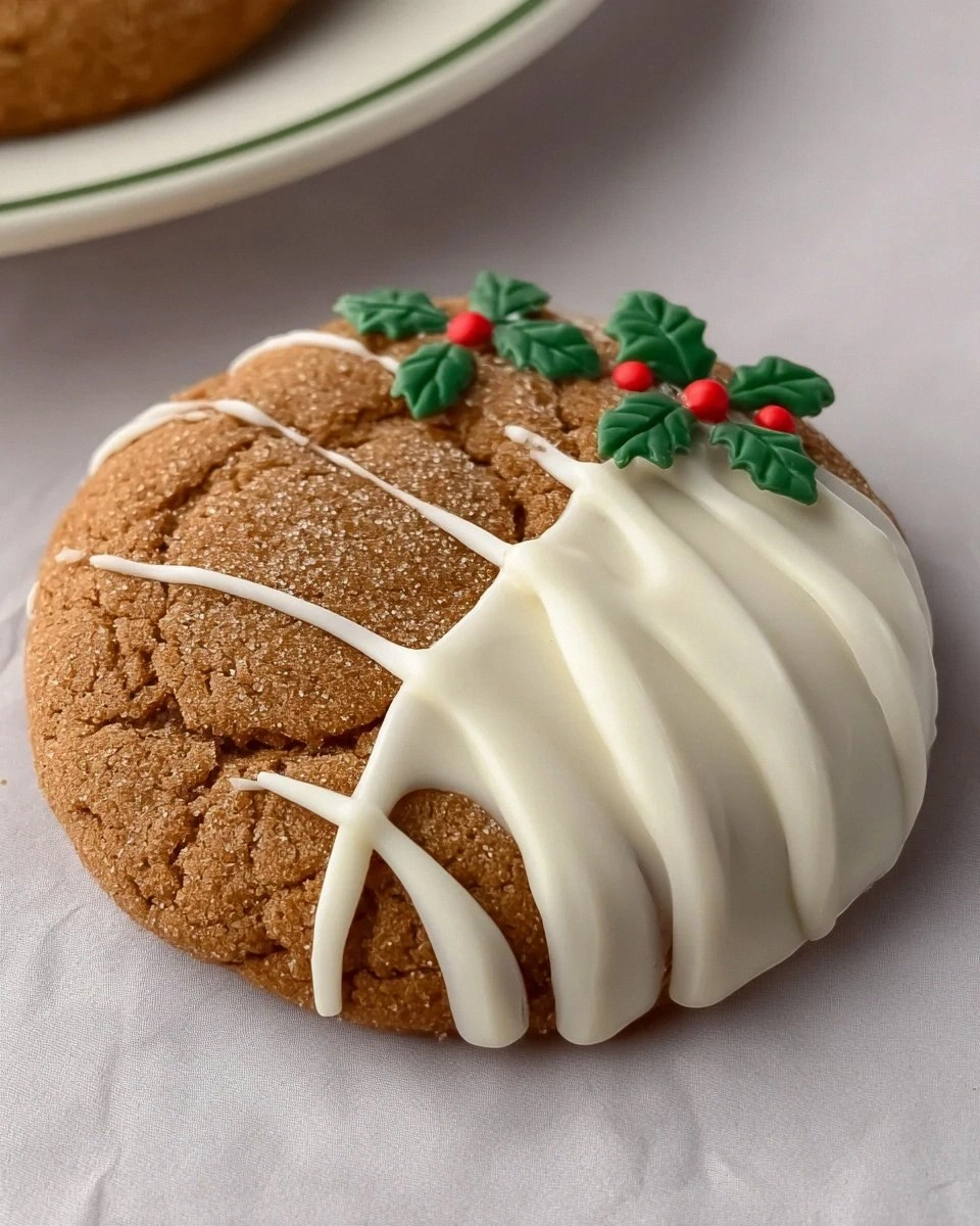 White Chocolate Dipped Molasses Cookies