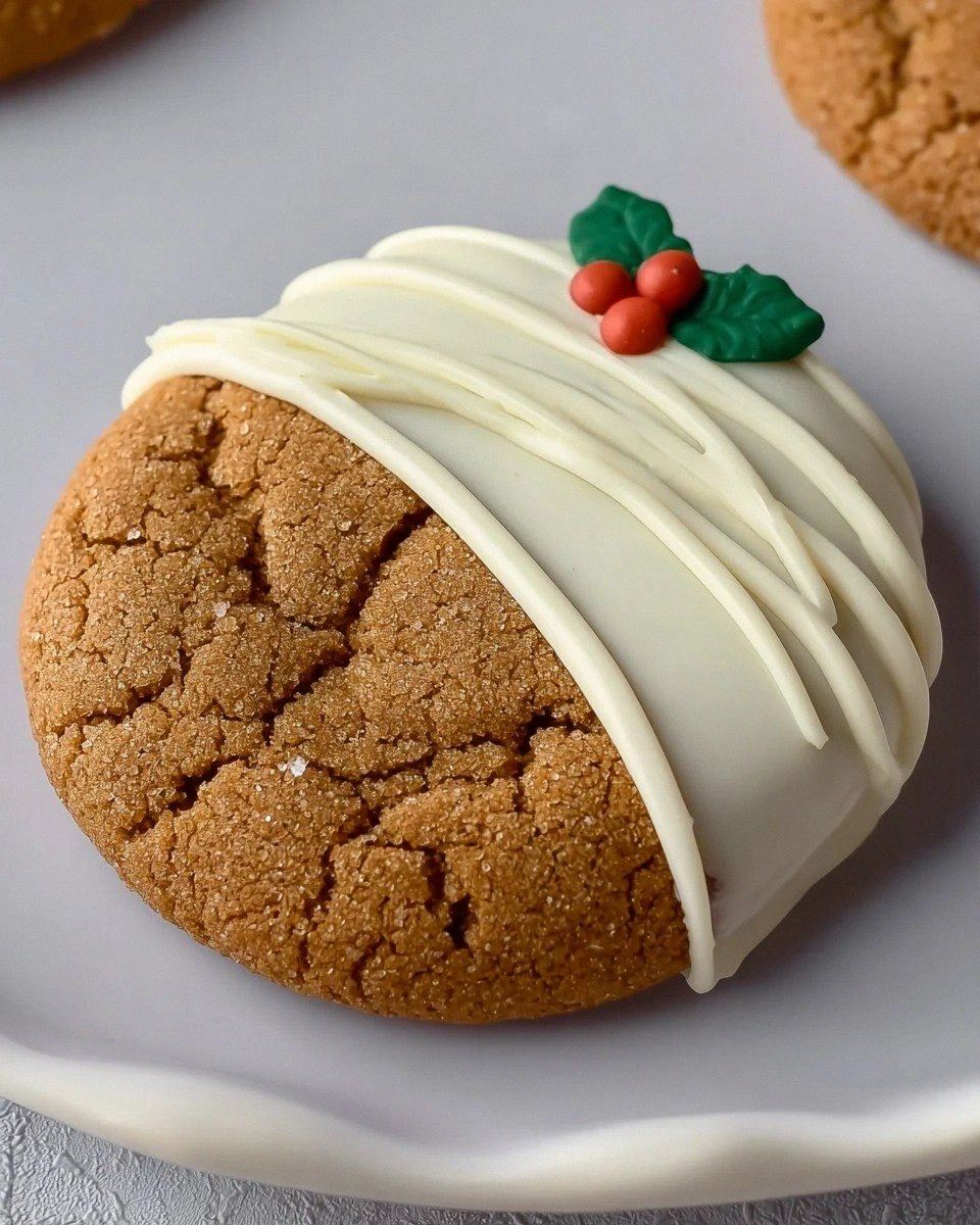 White Chocolate Dipped Molasses Cookies