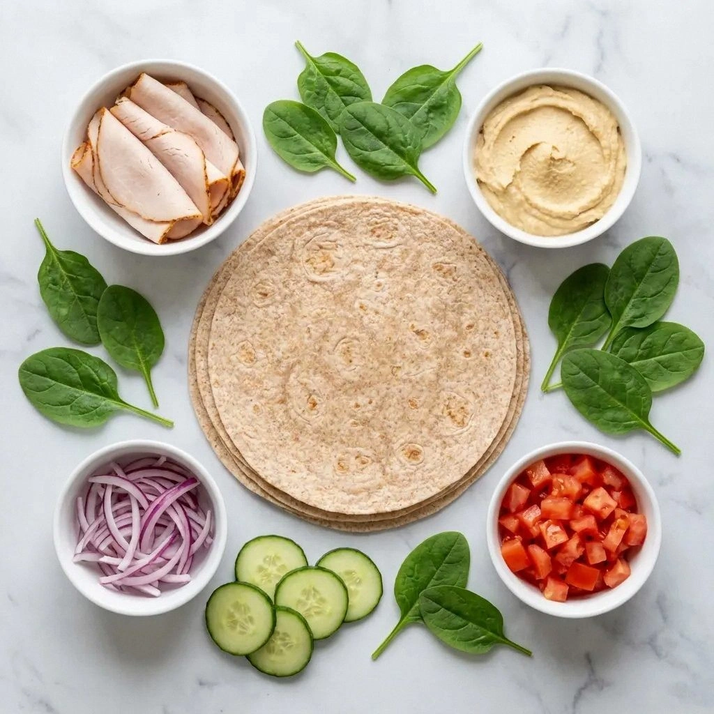Whole Wheat Turkey Hummus Wrap