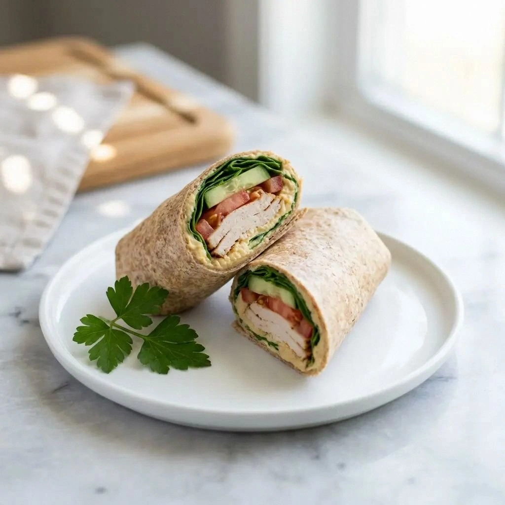 Whole Wheat Turkey Hummus Wrap