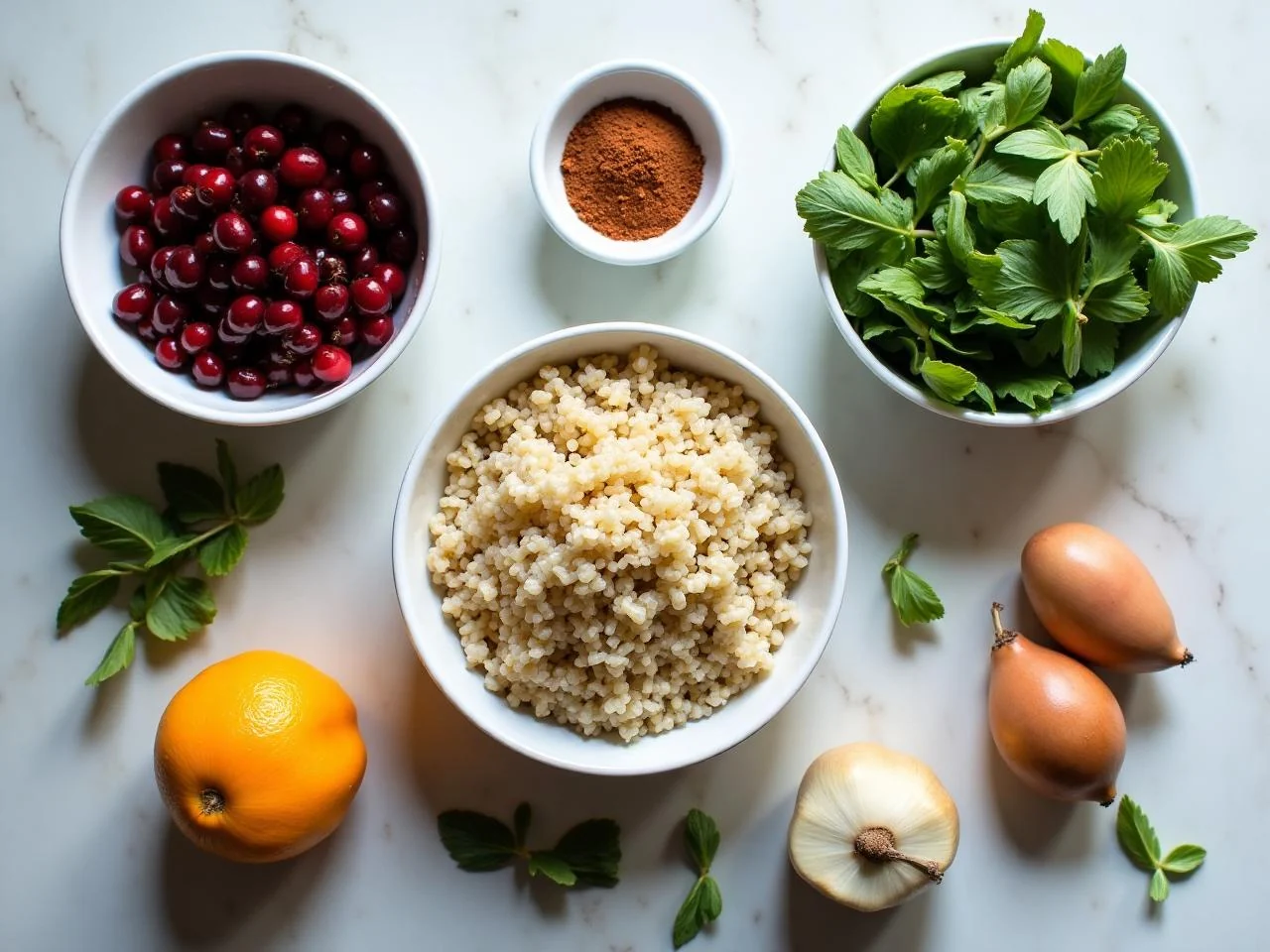 Ingredients for Wild Rice Salad with Cranberries and Pecans