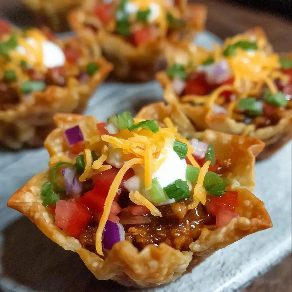 Wonton Taco Cups Recipe