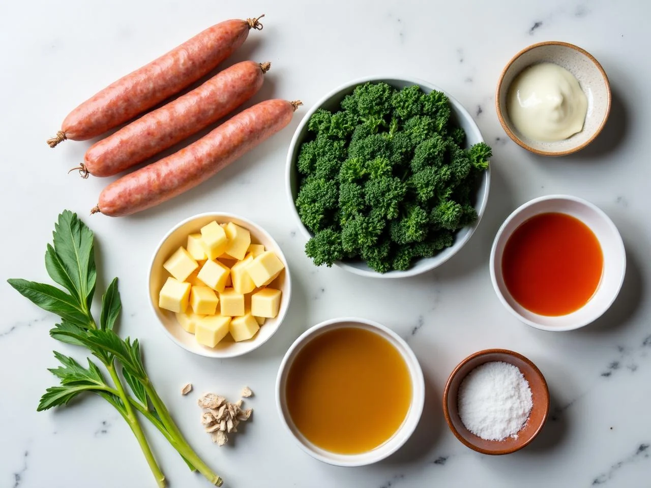 Ingredients for Zuppa Toscana (Sausage and Kale Soup)